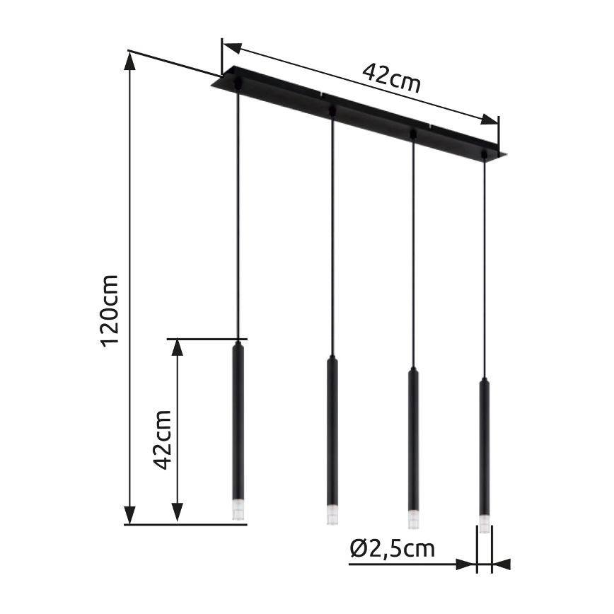 Globo - Lustra ar auklu 4xG9/4W/230V melna