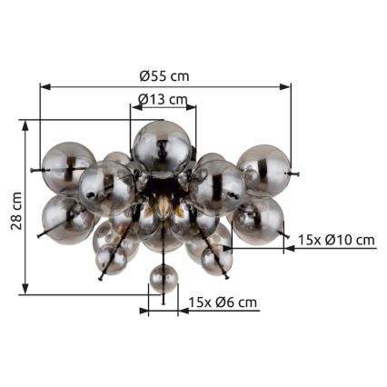 Globo - Virsapmetuma lustra 3xE14/25W/230V d. 55 cm melna