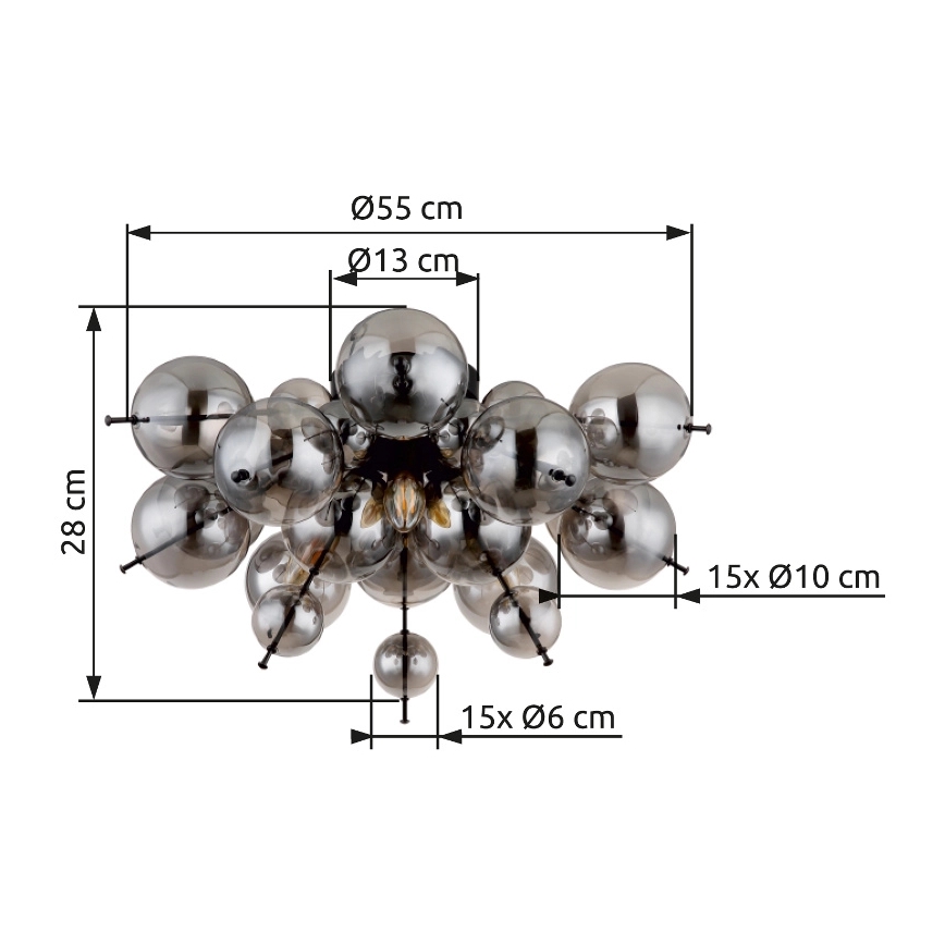 Globo - Virsapmetuma lustra 3xE14/25W/230V d. 55 cm melna