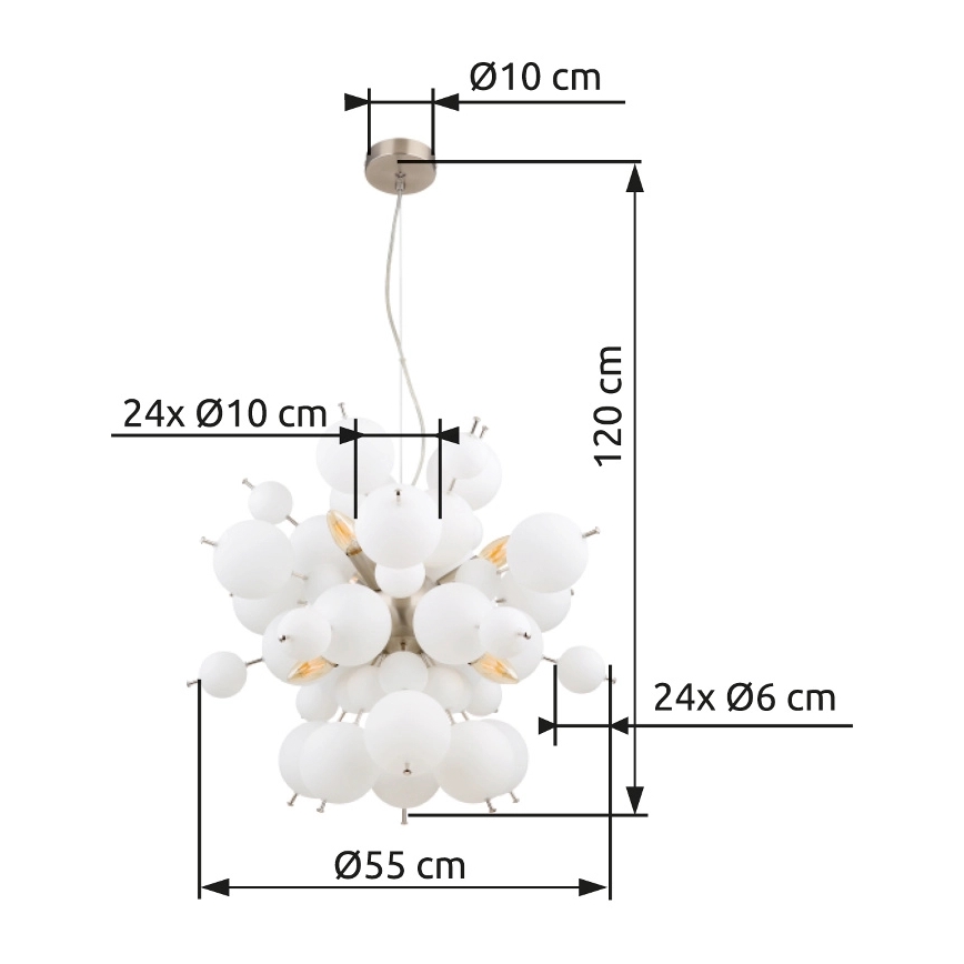Globo - Lustra ar auklu 6xE14/25W/230V d. 55 cm balta