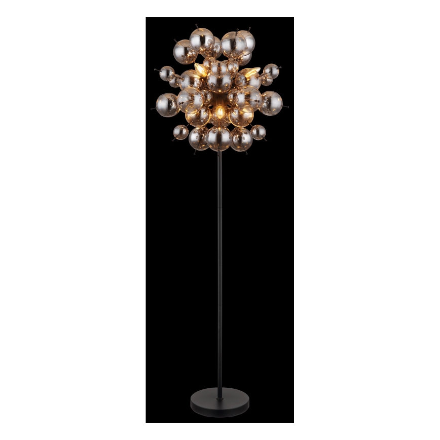 Globo - Grīdas stāvlampa 6xE14/25W/230V melna/dūmakains