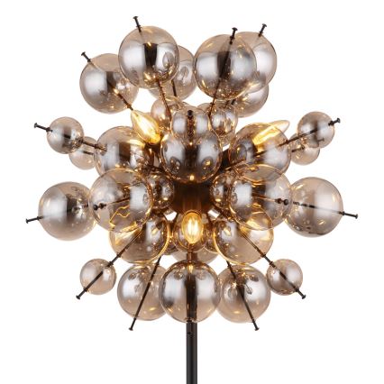 Globo - Grīdas stāvlampa 6xE14/25W/230V melna/dūmakains