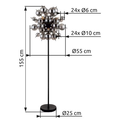 Globo - Grīdas stāvlampa 6xE14/25W/230V melna/dūmakains