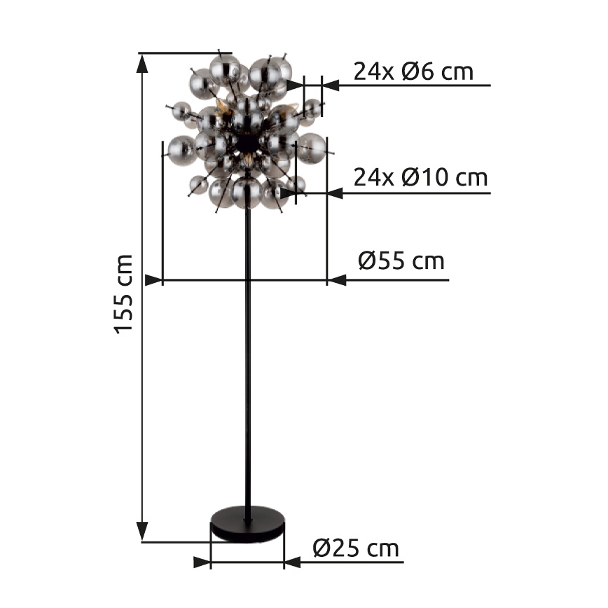 Globo - Grīdas stāvlampa 6xE14/25W/230V melna/dūmakains