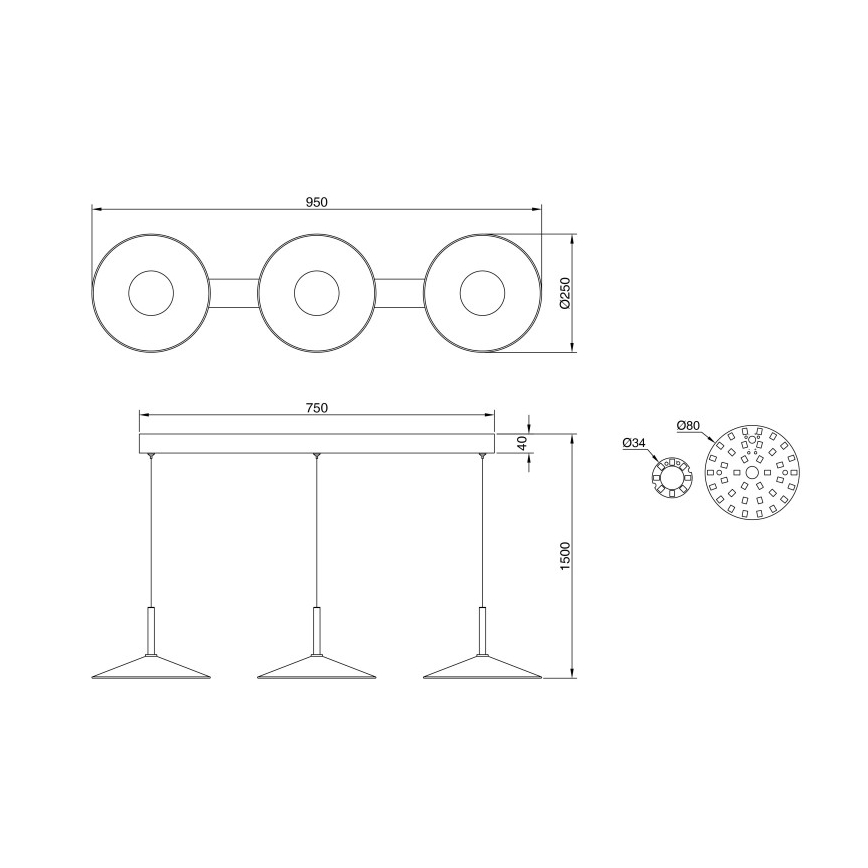 Globo - LED piekaramā lustra uz troses LED/24W/230V 4000K melna