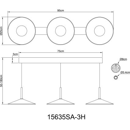 Globo - LED lustra ar kabeli LED/24W/230V 4000K bēša