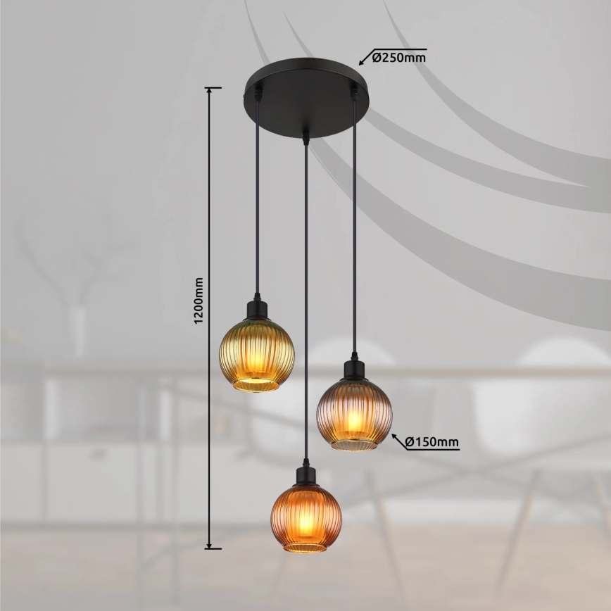 Globo - Lustra ar auklu 3xE27/25W/230V d. 36 cm varš/zaļa/zila