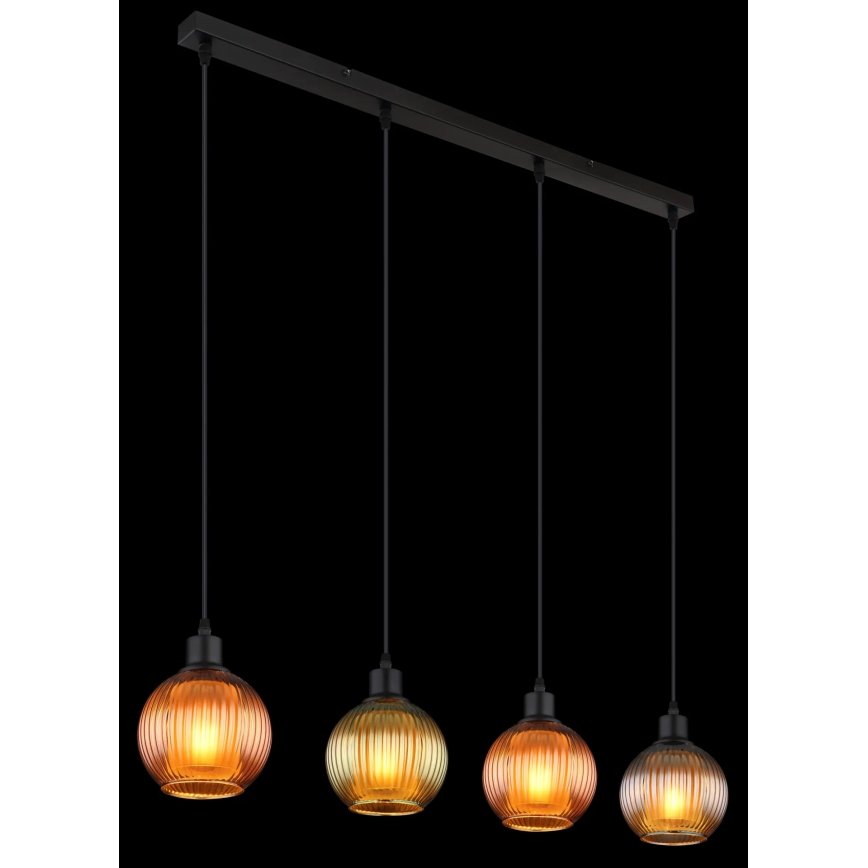 Globo - Lustra ar auklu 4xE27/25W/230V varš/zaļa/zila