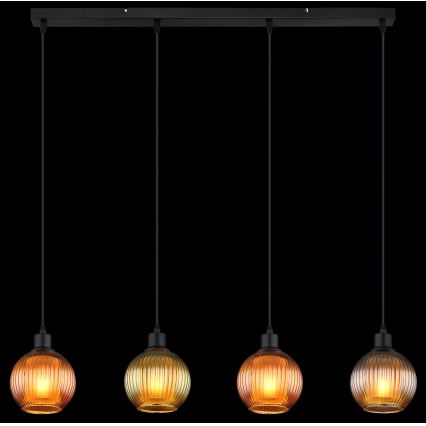 Globo - Lustra ar auklu 4xE27/25W/230V varš/zaļa/zila