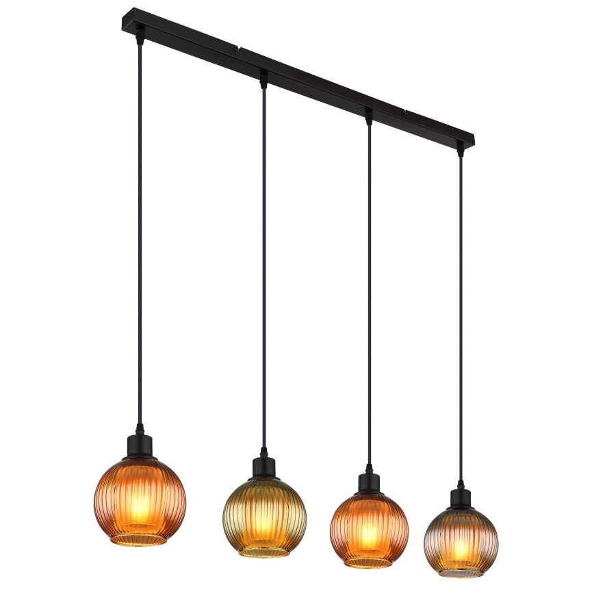 Globo - Lustra ar auklu 4xE27/25W/230V varš/zaļa/zila