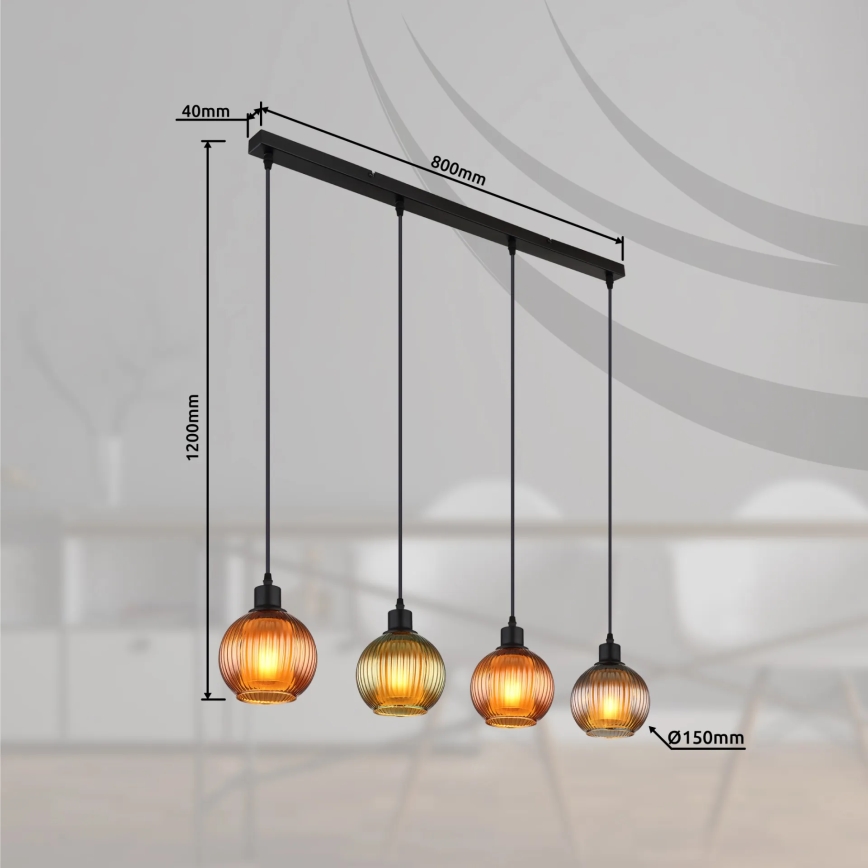Globo - Lustra ar auklu 4xE27/25W/230V varš/zaļa/zila