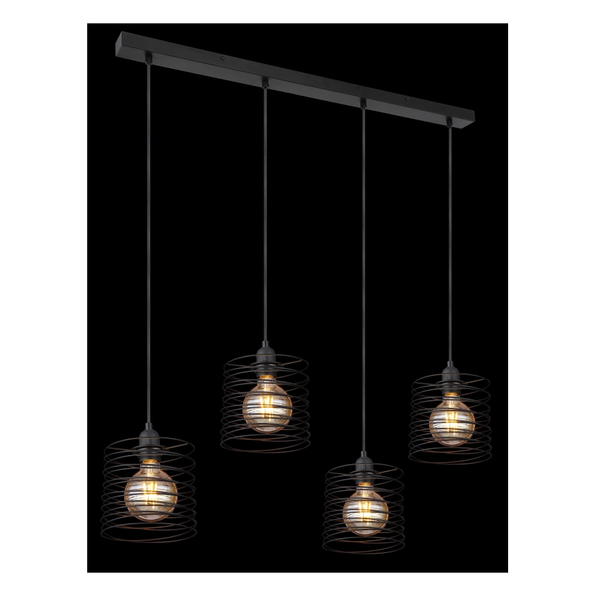Globo 15640-4H - Piekaramā lampa ar kabeli TILLY 4xE27/60W/230V, melna