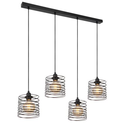 Globo 15640-4H - Piekaramā lampa ar kabeli TILLY 4xE27/60W/230V, melna