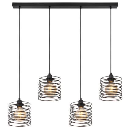Globo 15640-4H - Piekaramā lampa ar kabeli TILLY 4xE27/60W/230V, melna