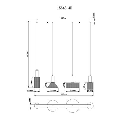 Globo - Lustra ar auklu 4xE27/60W/230V melna