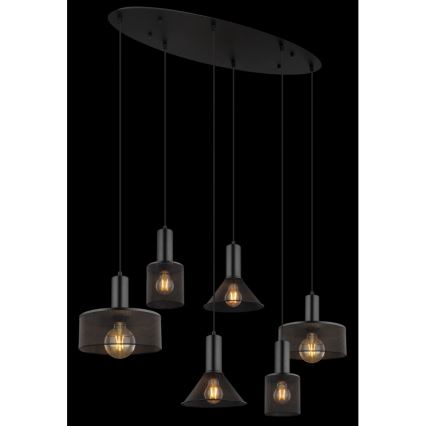 Globo 15648-6H - Karājoša lustra uz kabeļa JEDD 6xE27/60W/230V melna