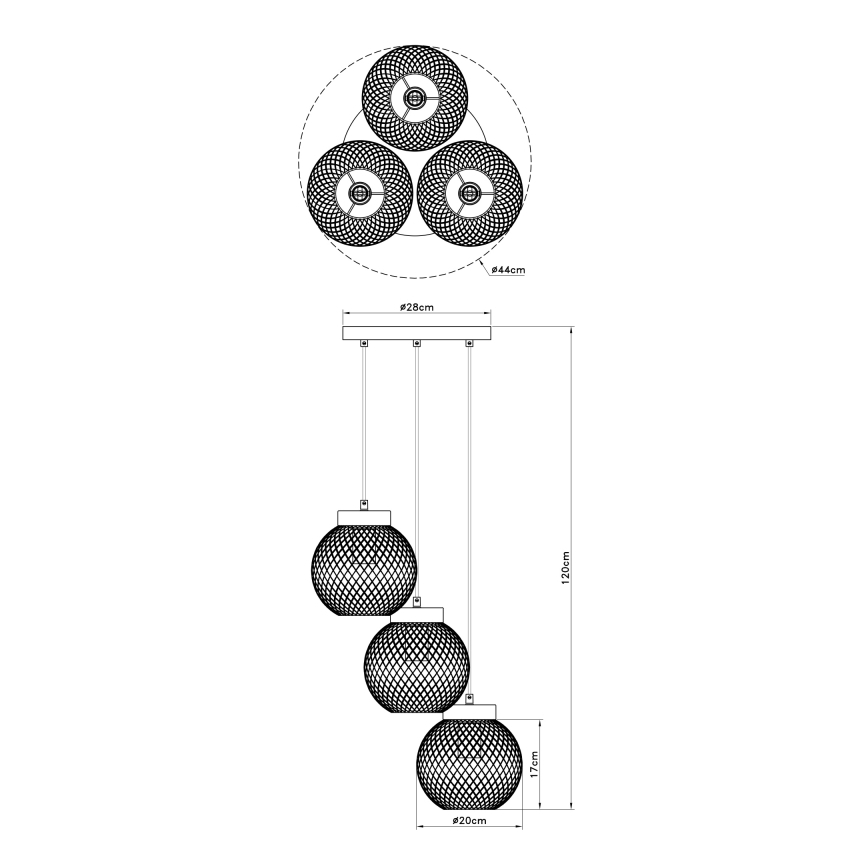 Globo - Lustra ar auklu 3xE27/60W/230V