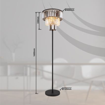 Globo - Grīdas stāvlampa 3xE27/40W/230V d. 40 cm melna