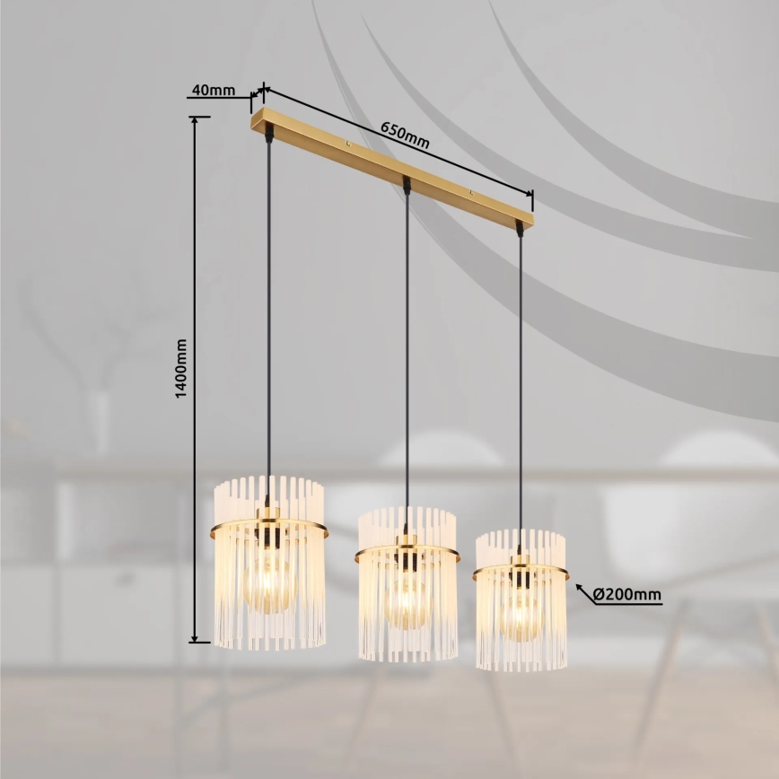 Globo - Lustra ar auklu 3xE27/60W/230V zelta