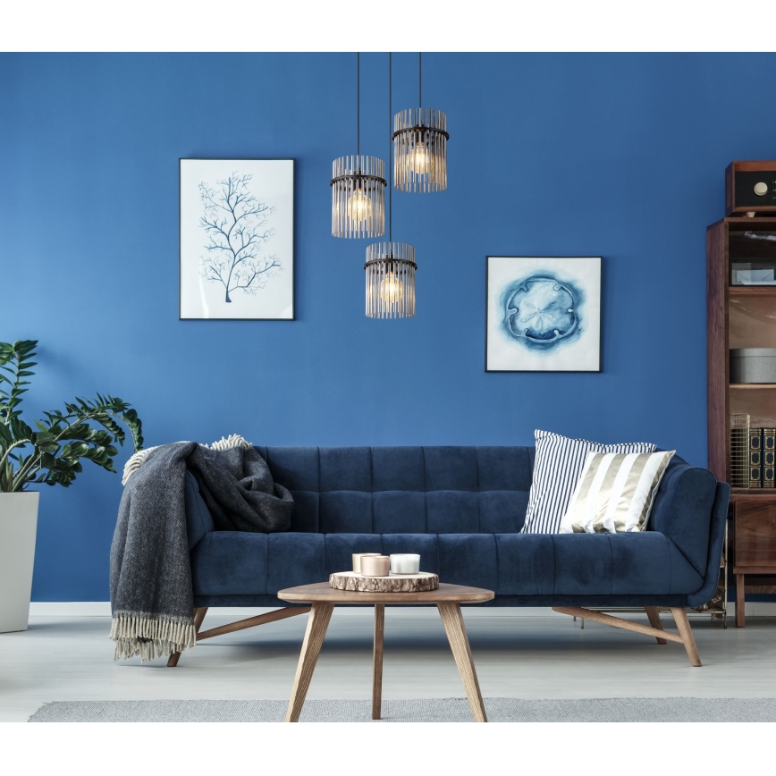 Globo - Lustra ar auklu 3xE27/60W/230V d. 47 cm melna