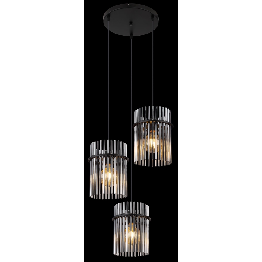 Globo - Lustra ar auklu 3xE27/60W/230V d. 47 cm melna