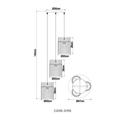 Globo - Lustra ar vadu 3xE27/60W/230V