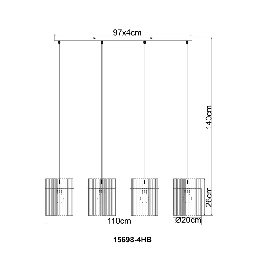Globo - Pakaramā lustra uz troses 4xE27/60W/230V