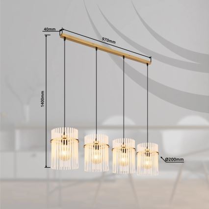Globo - Lustra ar auklu 4xE27/60W/230V zelta