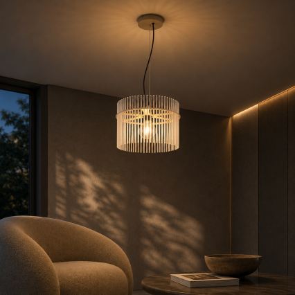 Globo - Pakaramā lustra uz troses 1xE27/60W/230V Ø 40 cm krēmkrāsaina