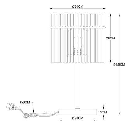 Globo - galda lampa 1x E27, 60 W, 230 V, Ø 30 cm, melna
