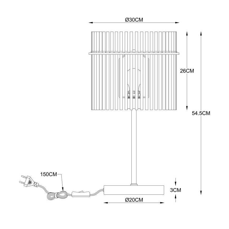 Globo - galda lampa 1x E27, 60 W, 230 V, Ø 30 cm, melna