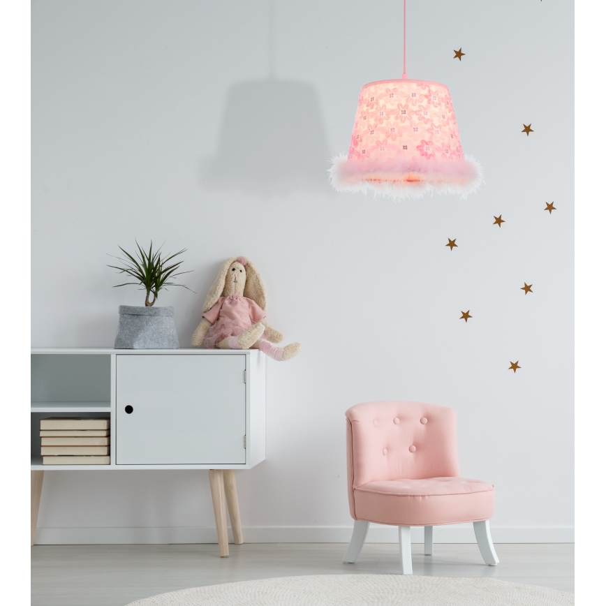 Globo - Bērnu lustra ar auklu 1xE27/60W/230V rozā