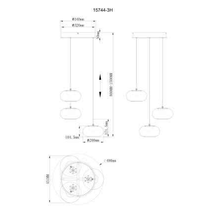 Globo - LED Lustra ar auklu 3xLED/6W/230V