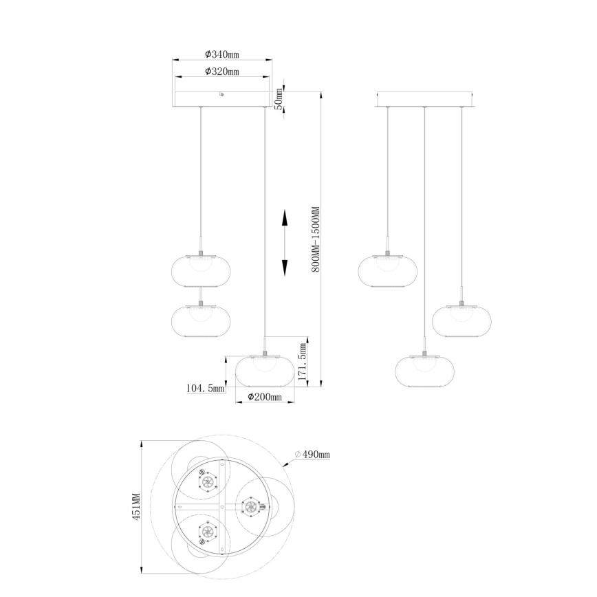 Globo - LED Lustra ar auklu 3xLED/6W/230V