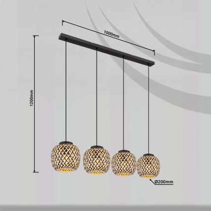 Globo 15766-4H - Lustra ar auklu COLLY 4xE27/15W/230V