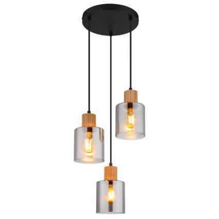 Globo - Lustra ar auklu 3xE27/25W/230V melna d. 30 cm