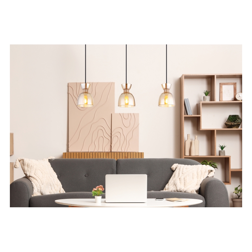 Globo - Lustra ar auklu 3xE14/40W/230V brūna/dūmakains