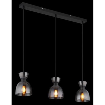 Globo - Lustra ar auklu 3xE14/40W/230V melna/dūmakains