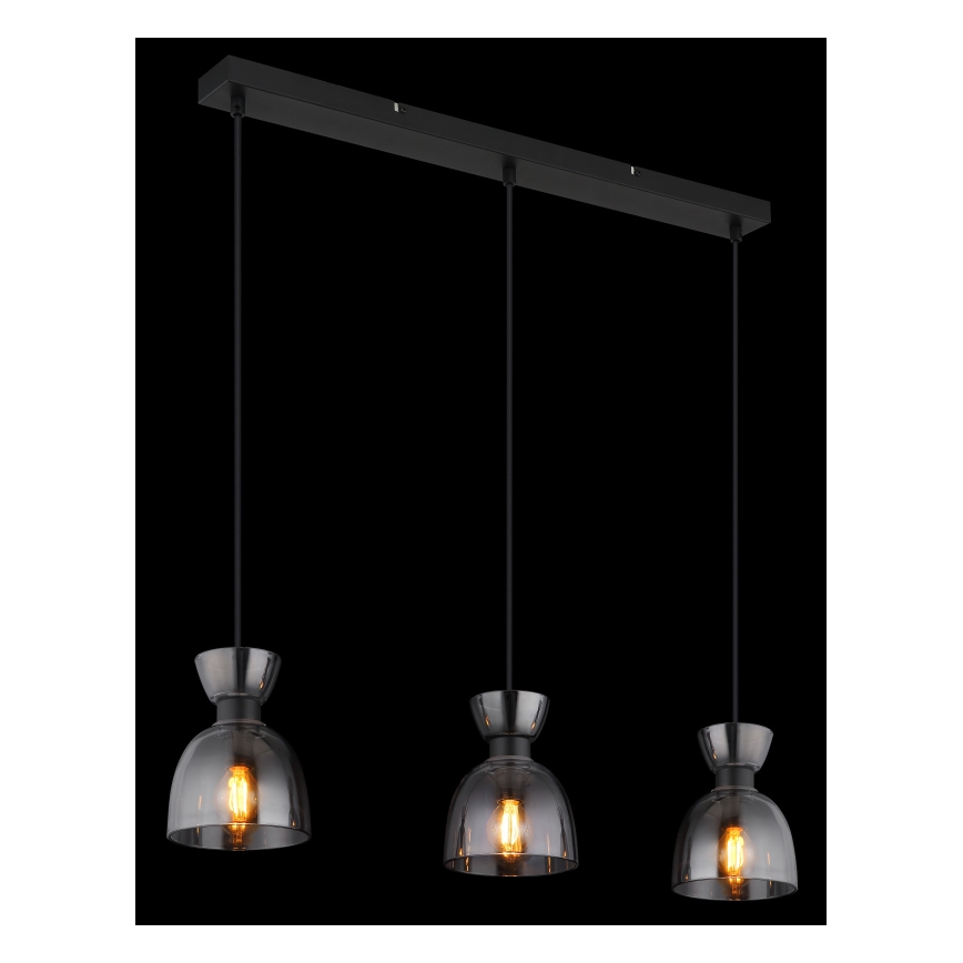Globo - Lustra ar auklu 3xE14/40W/230V melna/dūmakains