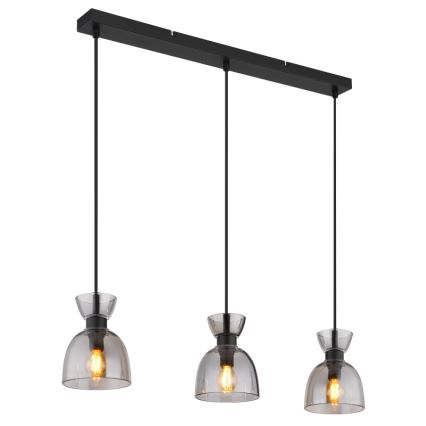 Globo - Lustra ar auklu 3xE14/40W/230V melna/dūmakains