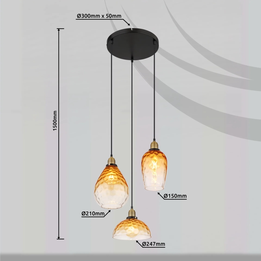 Globo - Lustra ar auklu 3xE27/60W/230V d. 46 cm oranža