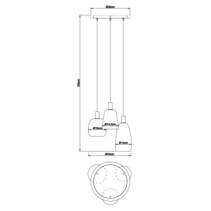 Globo - Lustra ar auklu 3xE14/40W/230V d. 43 cm misiņš