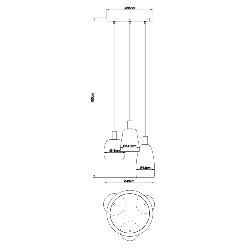 Globo - Lustra ar auklu 3xE14/40W/230V d. 43 cm misiņš