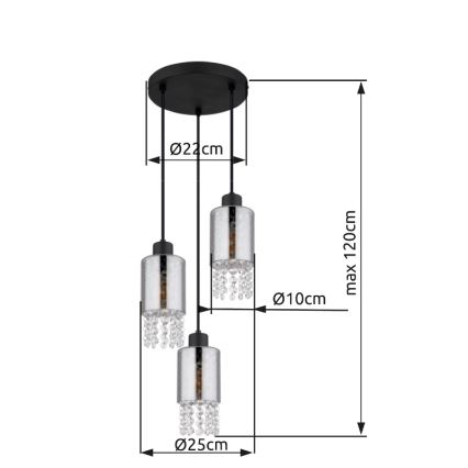 Globo - Lustra ar auklu 3xE27/40W/230V d. 25 cm melna