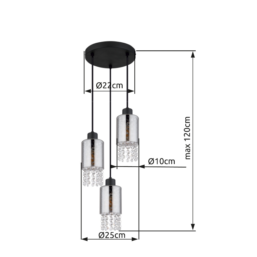 Globo - Lustra ar auklu 3xE27/40W/230V d. 25 cm melna