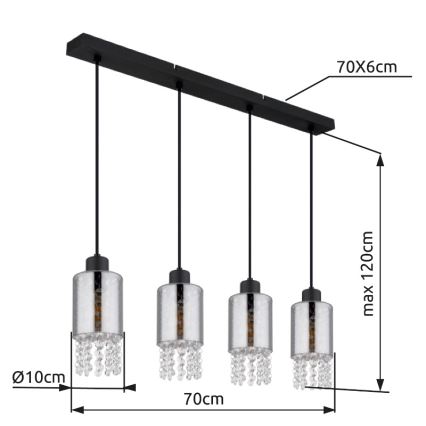 Globo - Lustra ar auklu 4xE27/40W/230V melna