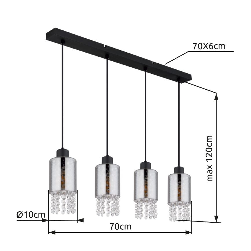 Globo - Lustra ar auklu 4xE27/40W/230V melna
