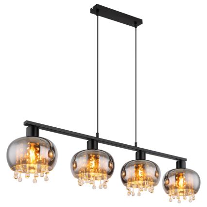Globo - Lustra ar auklu 4xE27/9W/230V melna