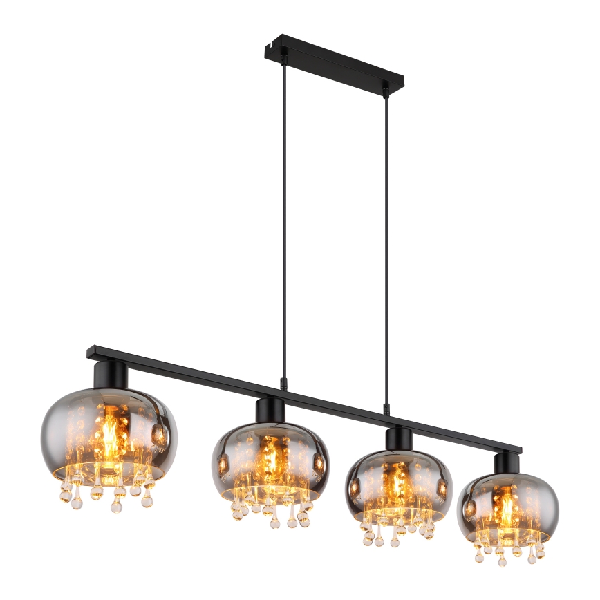 Globo - Lustra ar auklu 4xE27/9W/230V melna