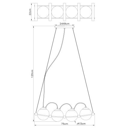 Globo - Lustra ar auklu 4xE14/15W/230V gumijkoks